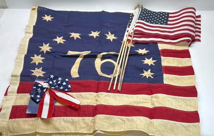 Bicentennial 76 American Flag Decor Patriotic Banner Hand Flags Wall Hanging