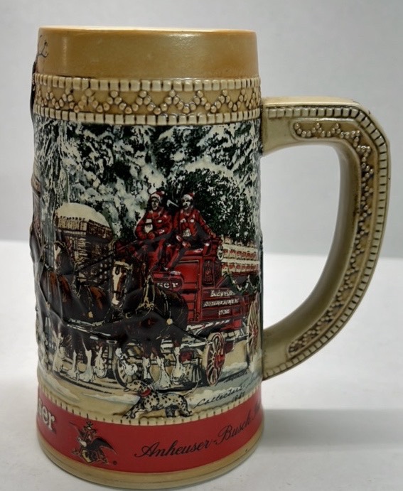 Budweiser Clydesdales Holiday Beer Stein C Series Winter Scene Mug
