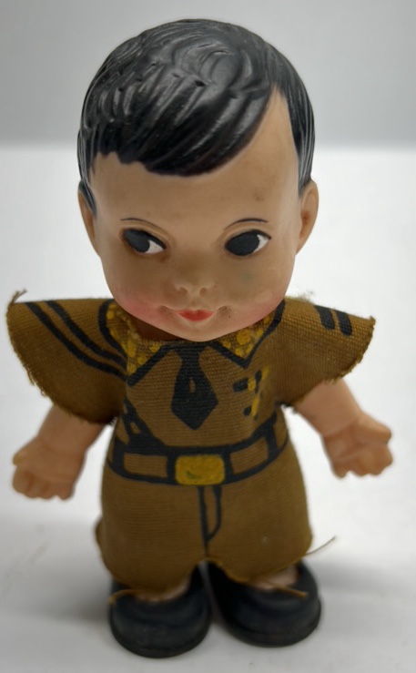 Vintage Boy Doll Painted Hair Cloth Outfit Plastic Figure Toy