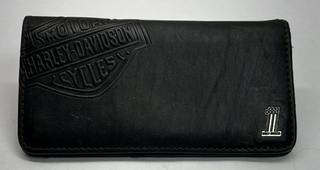 Harley Davidson Motorcycles Leather Wallet Black Embossed Bifold Rider Gear