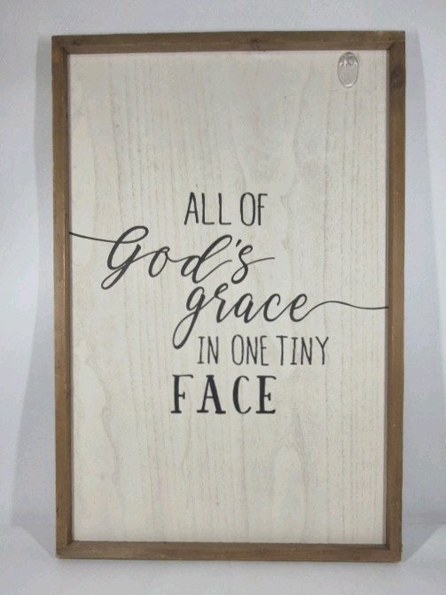 All of Gods Grace In One Tiny Face Framed Wall Sign Wood Farmhouse Decor