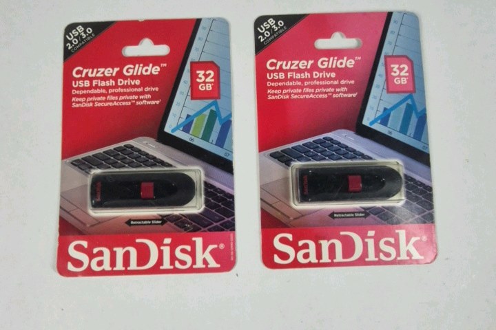 SanDisk Cruzer Glide 32GB USB Flash Drive Lot of 2 USB 2.0