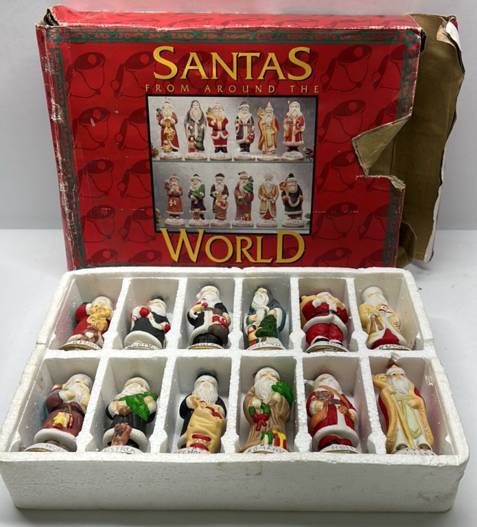 World Santa Figurines Holiday Collection Hand Painted Christmas Figures Boxed Set
