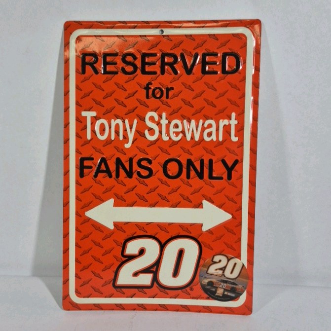 ony Stewart Fans Only Sign, Number 20 NASCAR Racing Wall Decor