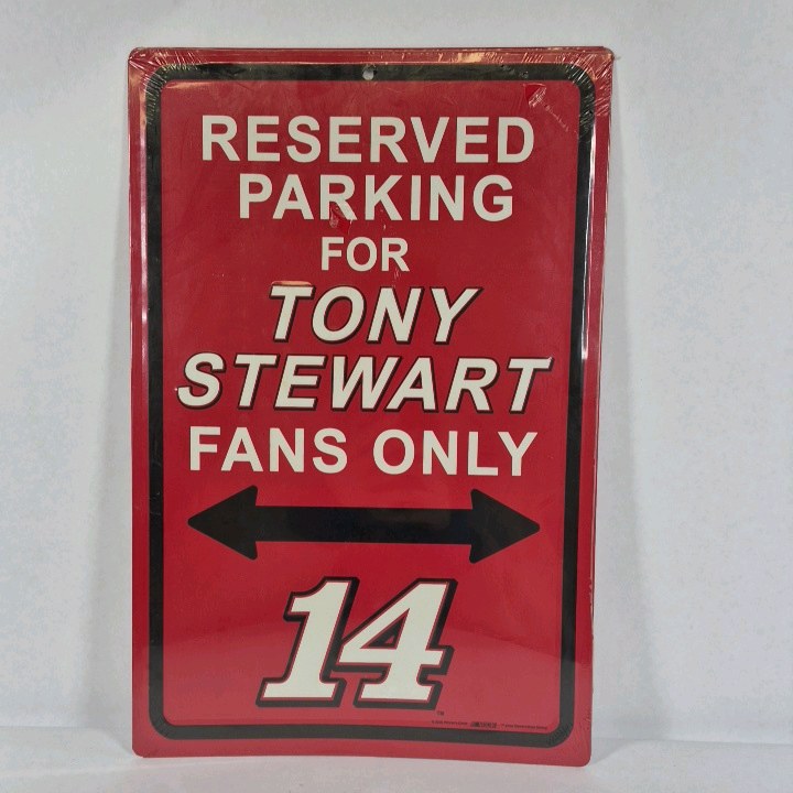 Tony Stewart Fans Only Parking Sign, Number 14 NASCAR Metal Wall Decor