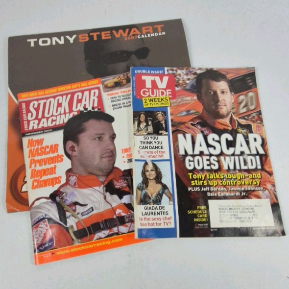 Tony Stewart NASCAR Magazine Lot Stock Car Racing TV Guide Calendar