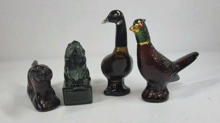Avon Glass Animal Perfume Bottle Lot Duck Goose Lion Dog Figural Collectibles