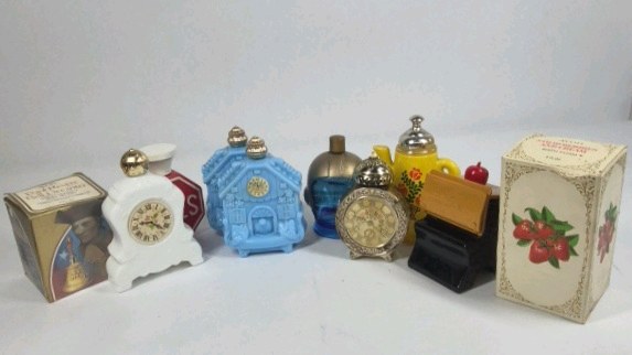 Avon Vintage Perfume Bottle Lot Clock House Figural Glass Decorative Containers