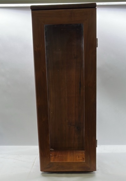 Wood Glass Display Case Cabinet Countertop Curio Box Hinged Door Shelves