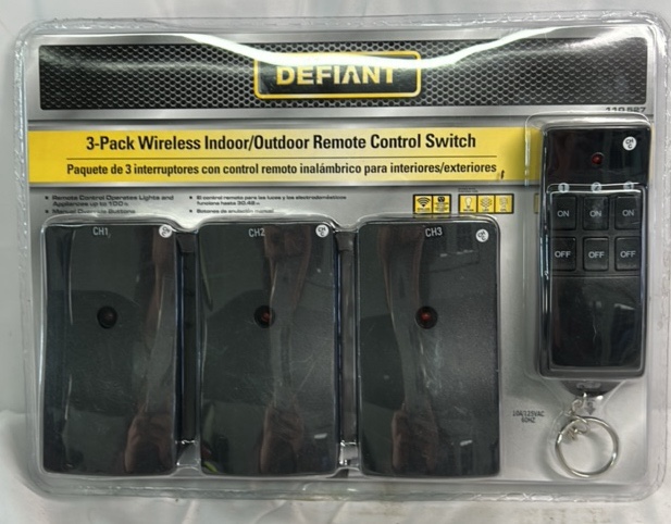 Defiant Wireless Remote Control Switch 3 Pack Indoor Outdoor