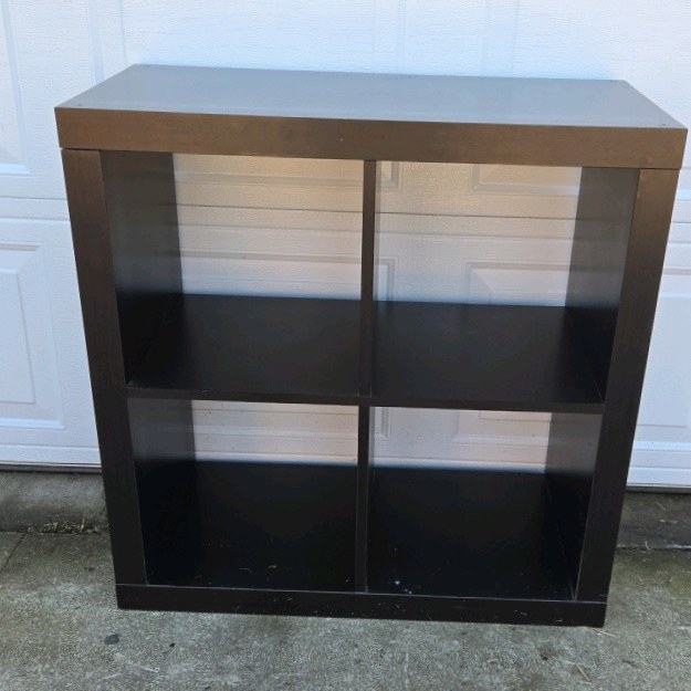 Black Cube Storage Shelf 4 Compartment Bookcase Organizer Display Unit