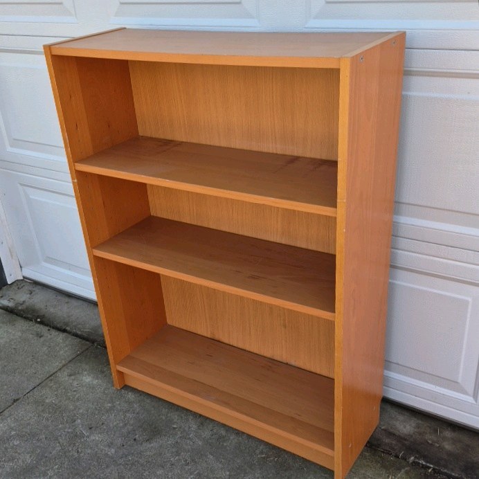 Oak Veneer Bookcase 3 Shelf Open Bookshelf Display Storage Unit