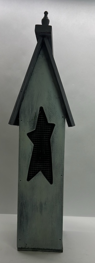 Primitive Wood Birdhouse Tall Star Cutout Rustic Farmhouse Decor