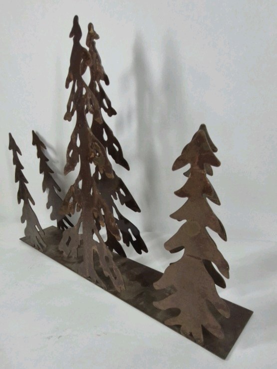 Metal Pine Tree Silhouette Decor Rustic Lodge Forest Cutout Sculpture
