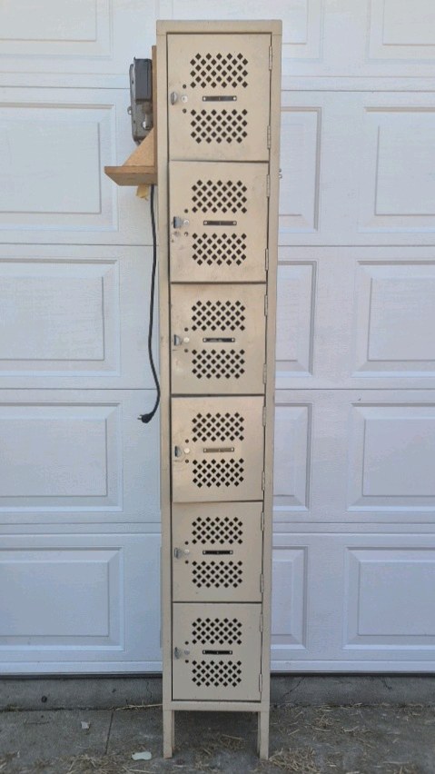 Vintage Metal Locker Cabinet 6 Door Industrial Storage School Gym Style