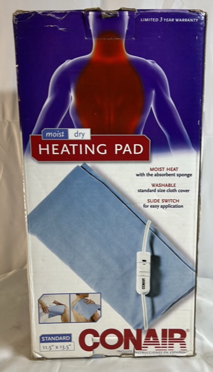 Conair Heating Pad Moist Dry Heat Standard Size 11.5 x 13.5