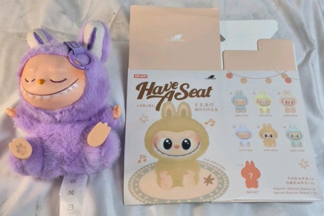 Pop Mart Labubu Have A Seat Plush Purple Bunny Monster Figure w Box