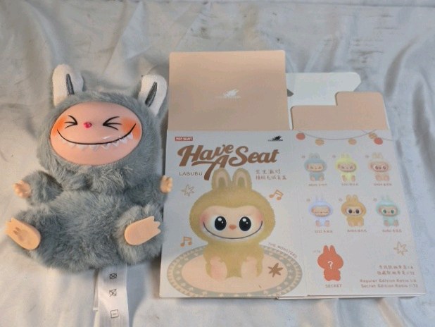 Pop Mart Labubu Have A Seat Plush Gray Bunny Monster Figure w Box
