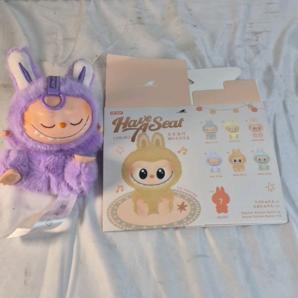 Pop Mart Labubu Have A Seat Plush Purple Bunny Monster Figure w Box