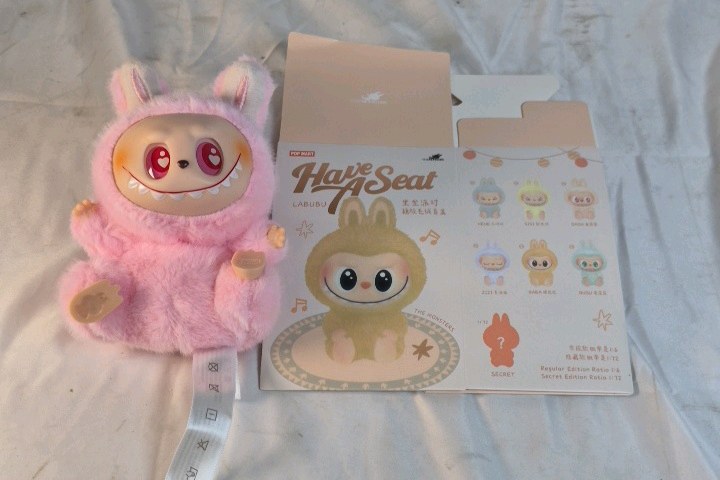Pop Mart Labubu Have A Seat Plush Pink Bunny Monster Figure w Box