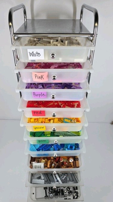 LEGO Bulk Lot Sorted by Color Mixed Pieces Storage Drawer Organizer