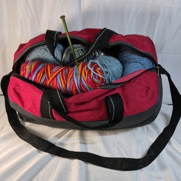 Lot of Yarn Skeins Knitting Needles Crochet Tools Bag Loom Kit Mixed