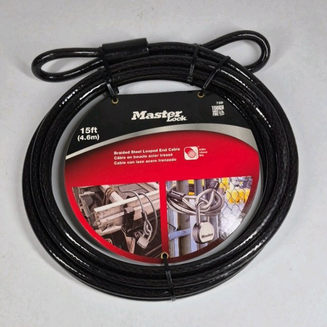 Master Lock 15 ft Braided Steel Cable Lock Black