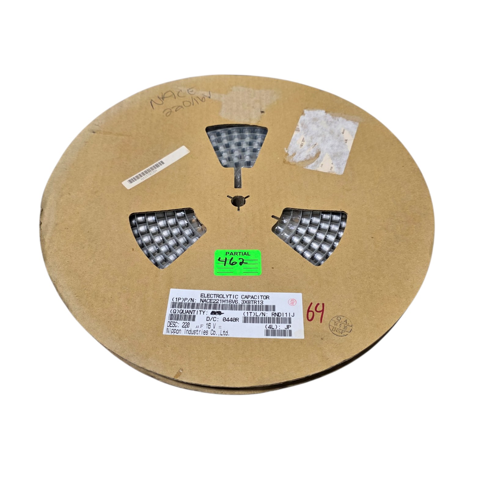 Partial Box NOS Surplus Nippon NACE221M16V6.3X8TR13 Electrolytic Capacitors 220uF 16V 6.3x8 - Qty 462