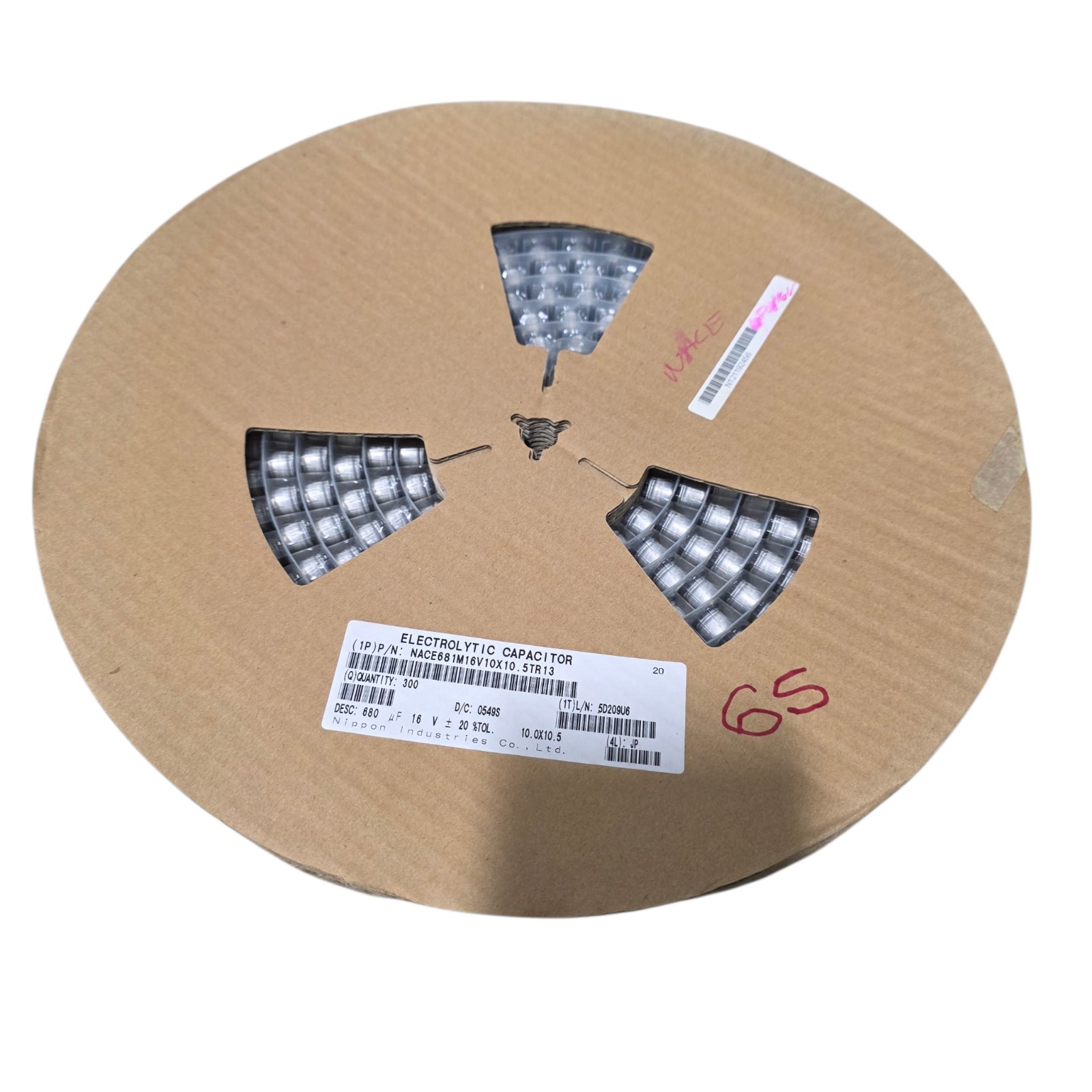 NOS Surplus Nippon NACE681M16V10X10.5TR13 Electrolytic Capacitors 680uF 16V 10x10.5 - Qty 300