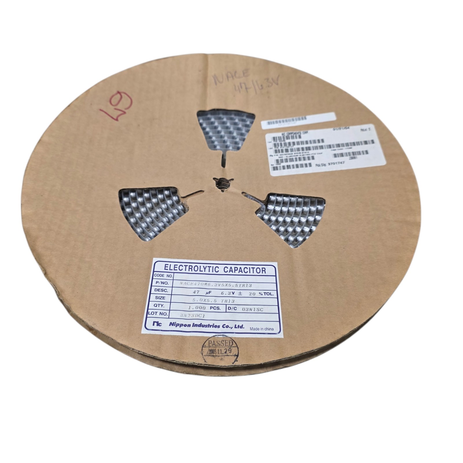NOS Surplus NIC Components NACE470M6.3V5X5.5TR13 SMD Electrolytic Capacitors 47uF 6.3V 5x5.5 - Qty 1000