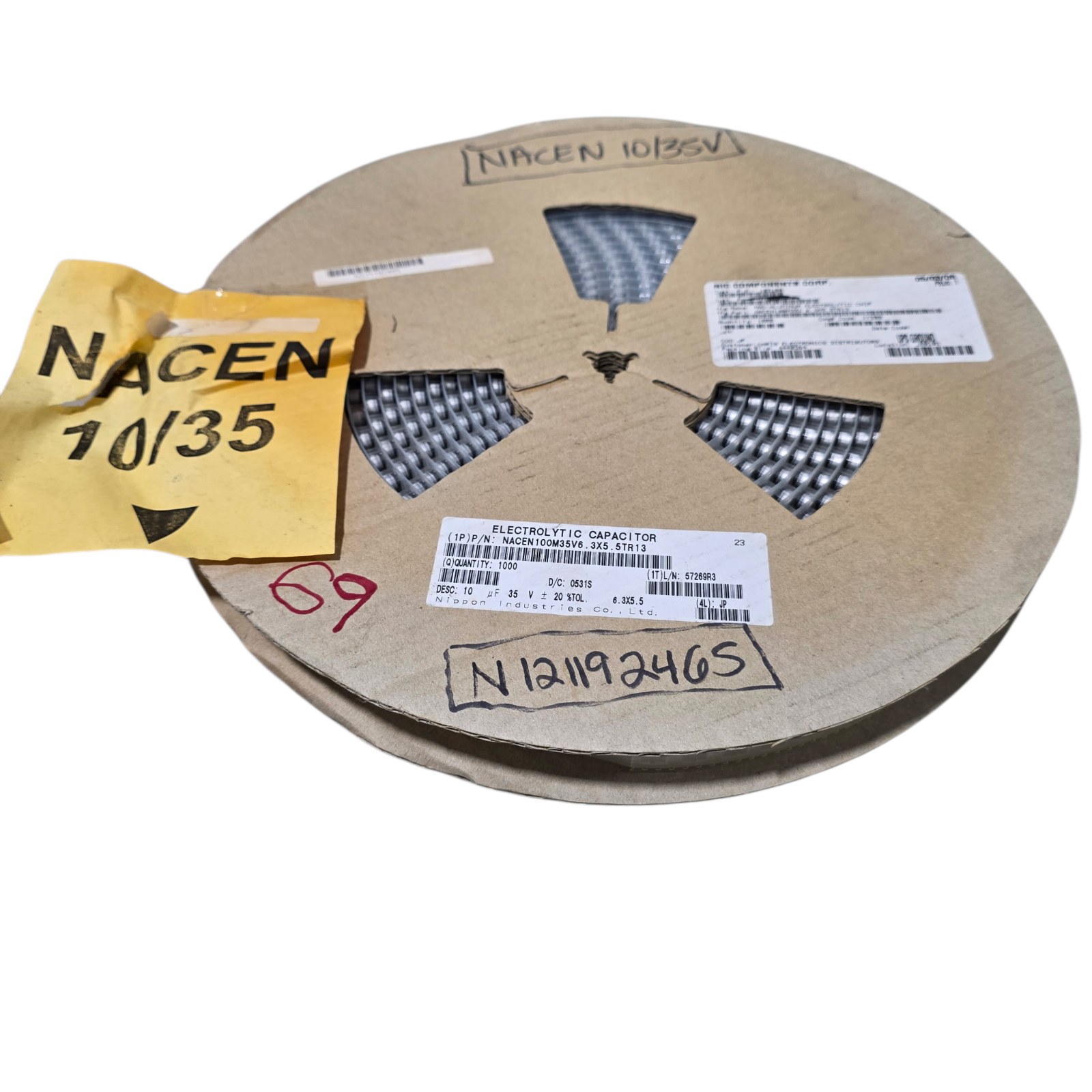 NOS Surplus Nippon NACEN100M35V6.3X5.5TR13 SMD Electrolytic Capacitors 10uF 35V 6.3x5.5 - Qty 1000
