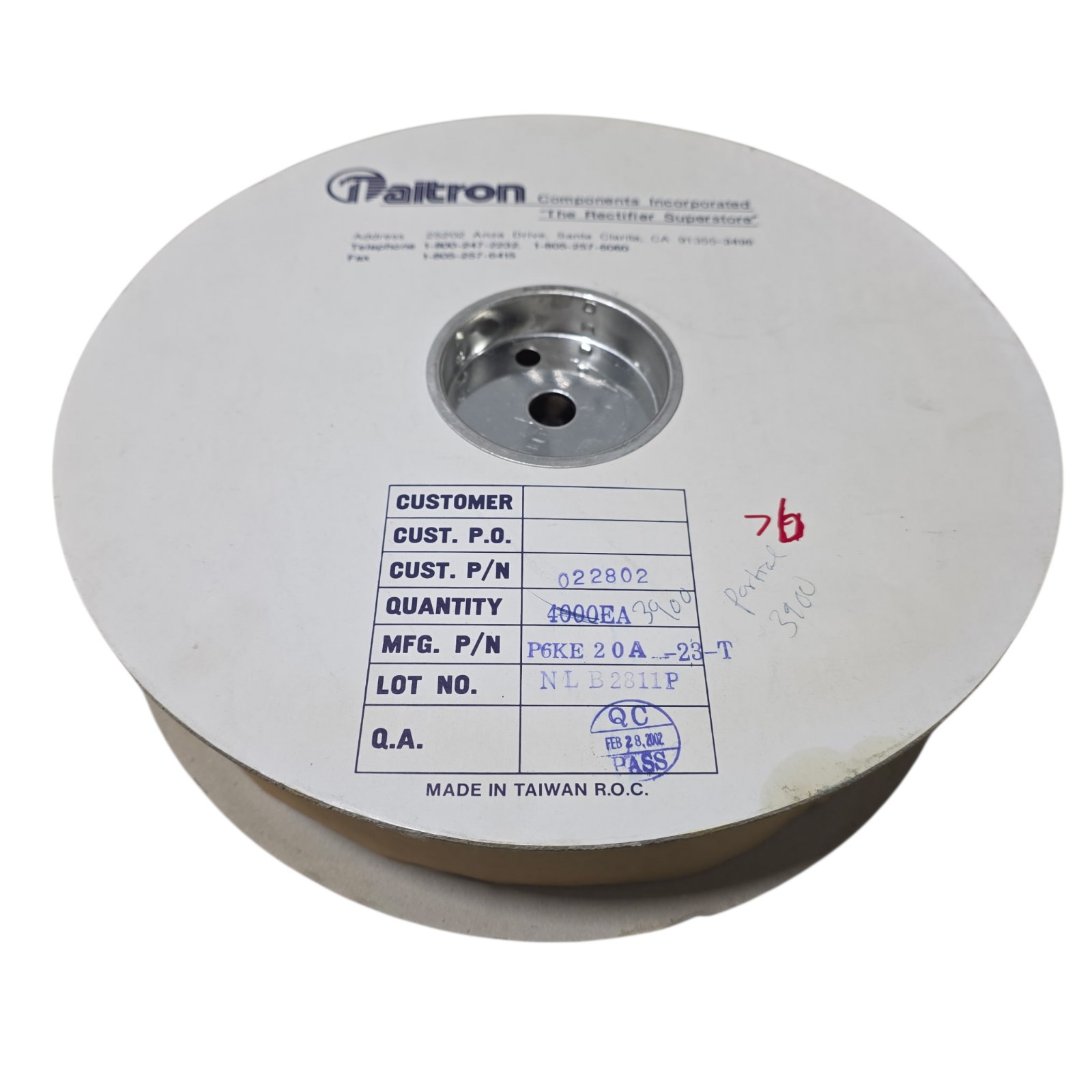 NOS Surplus Taitron P6KE20A DO-15 TVS Diodes - PN P6KE20A-23-T - Qty 3900