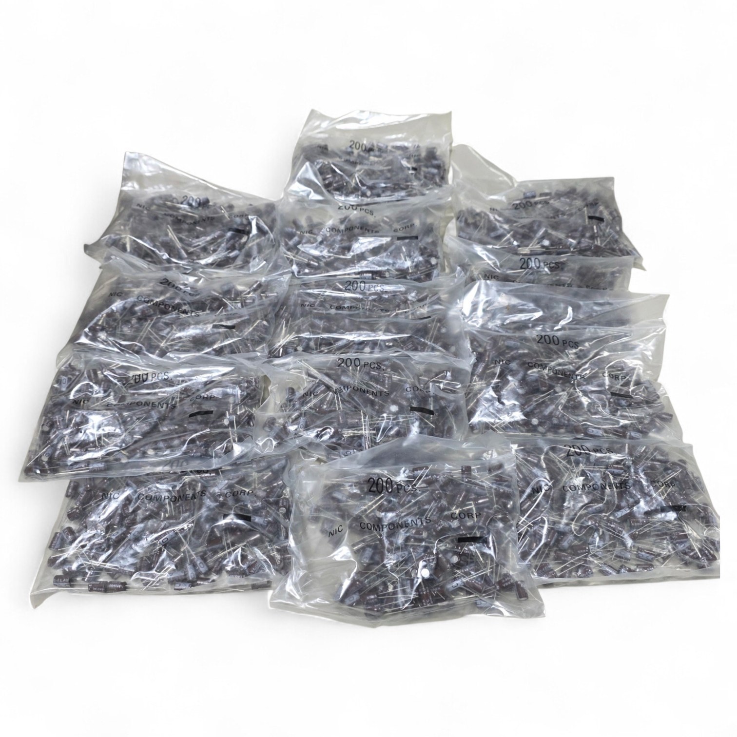 NOS Bulk Lot of NIC Components NRWA Radial Electrolytic Capacitors 6.8uF 160V - 13 Bags - Qty 2600