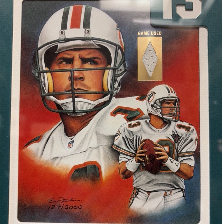 Dan Marino 2000 Game-Used Jersey Relic - Gallery Collection Artwork - Miami Dolphins 10.5 x 12.5