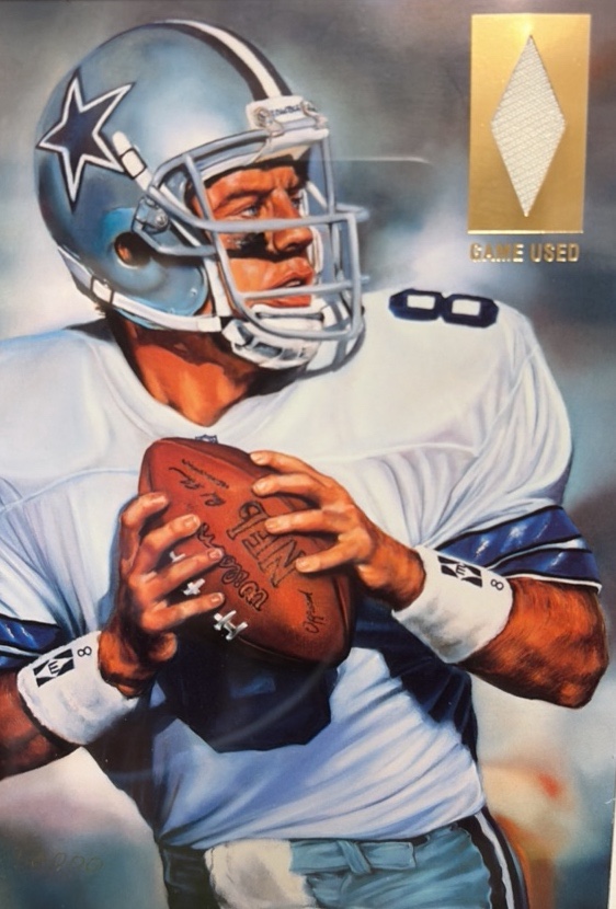 Troy Aikman Relic Gallery Collection 10.5 x 12.5 Framed Art Print With Game-used Jersey