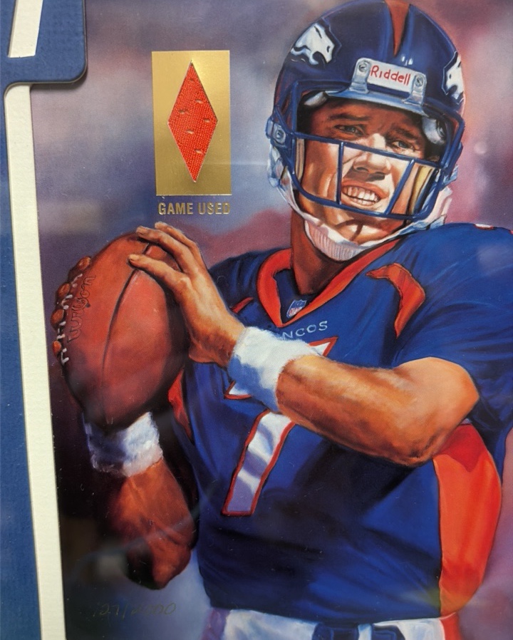John Elway 10.5 x 12.5 Matted Print Jersey Relic Swatch #2000 Broncos Tristar
