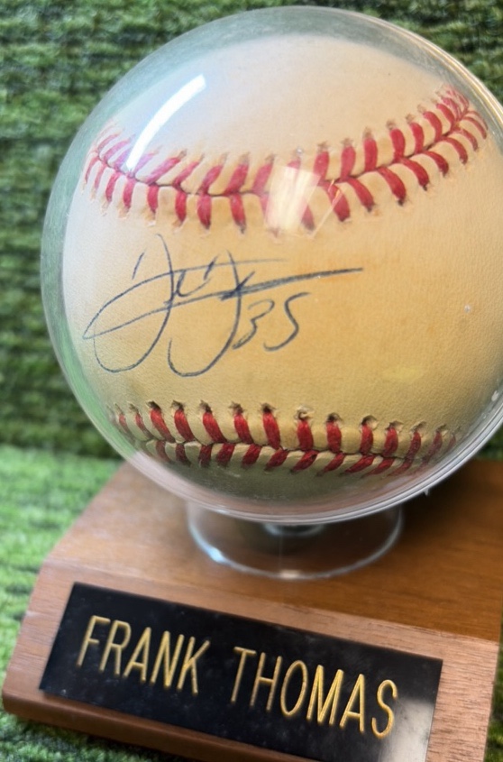 Frank Thomas Autographed MLB Rawlings Official Bobby Brown Ball in Holder