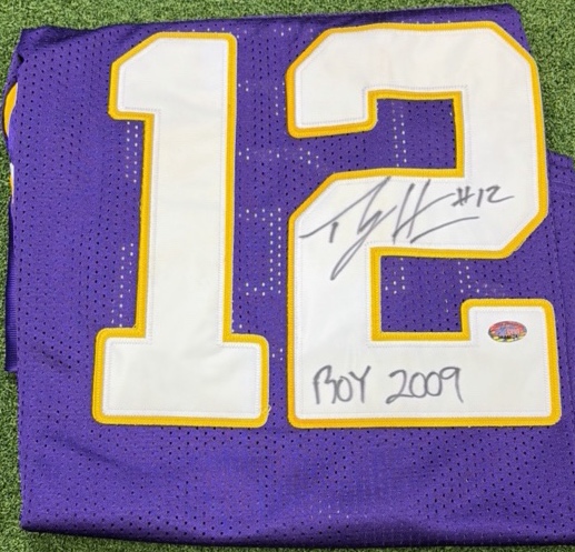 Percy Harvin Autographed NFL Vikings Jersey- Inscribed #12 ROY 2009 (Rookie of the Year) wCOA