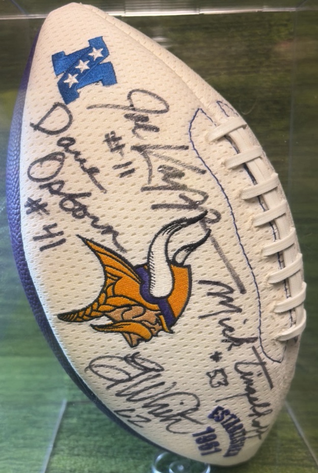 Minnesota Vikings Autographed Football by 7 Players Includes Joe Kapp, Mick Tingelhoff, & Chuck Foreman