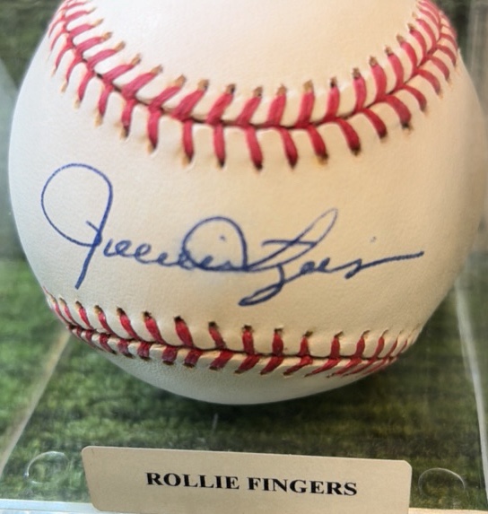 Rollie Fingers Autographed Official Rawlings, Genuine Leather Baseball, HOF with COA