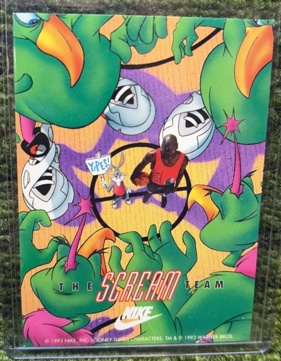 Michael Jordan 1993 Nike Scream Team Looney Tunes Basketball Sticker Card RARE