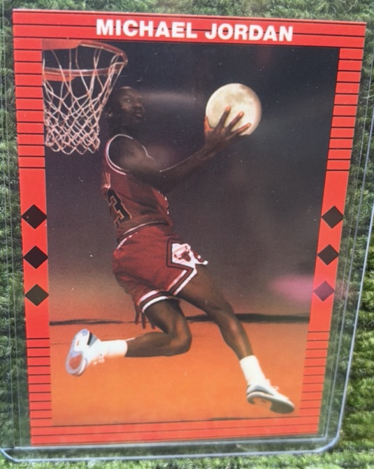 1990 Michael Jordan Moon Layup Air Jordan Chicago Bulls Red Promo Card 23