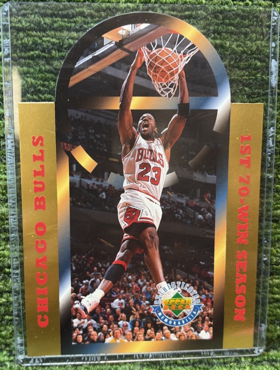 1996-97 Upper Deck Chicago Bulls 1st 70 Win Season Michael Jordan 15000 Jumbo Card