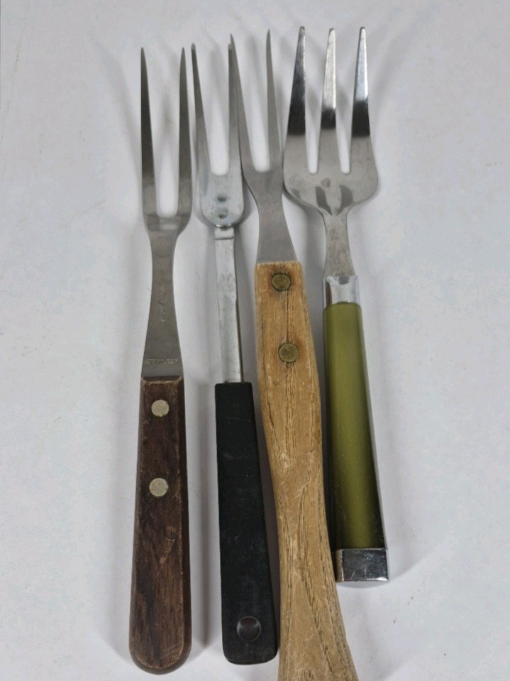 Mixed Kitchen Utensils Lot Wood Handle Forks Spatulas Peeler Serving Tools