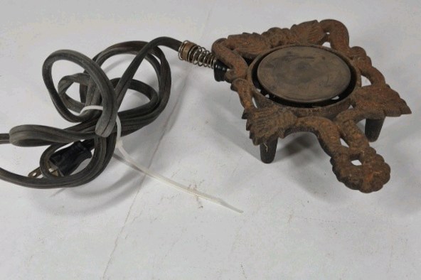 Vintage Electric Cast Iron Burner Hot Plate Ornate Leaf Design Single Burner
