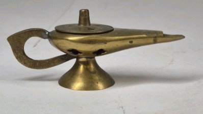 Vintage Brass Aladdin Style Oil Lamp Genie Lamp Incense Burner Decor