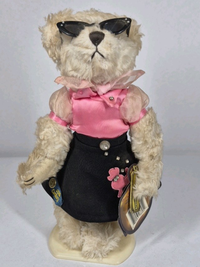 Ganz Cottage Collectibles Bear Sunglasses Pink Top Black Skirt Plush Display