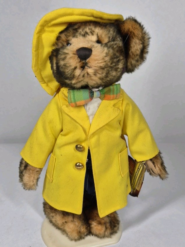 Brass Button Bears Mookie 1980s Raincoat Yellow Jacket Plush Collectible