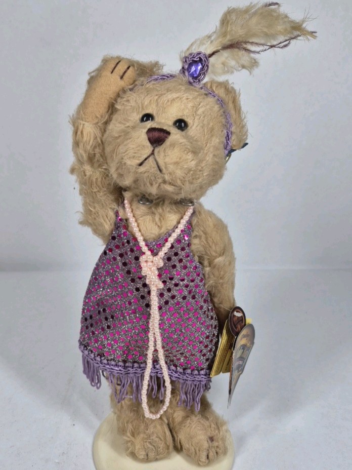 Boyds Bears Daisy Brass Button Bear Plush Flapper Dress 1920s Tag