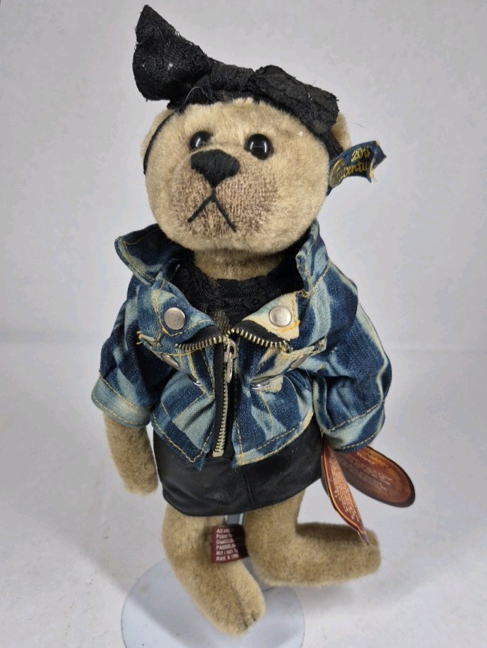 Boyds Bears Roxy Brass Button Bear Plush Denim Outfit 1990s Tag